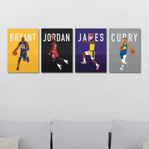 Kit 4 Placas Decorativas Quadro Lendas do Basquete Minimalis