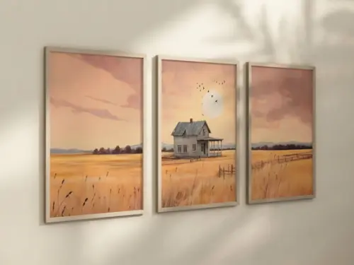 Kit 3 Quadros Decorativo Casa Rural Arte