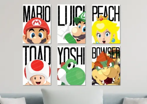 Kit 6 Placas Quadros Decorativos Mario Personagem Arte