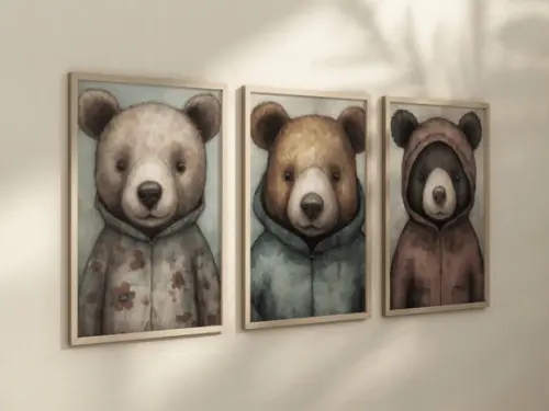 Kit 3 Quadros Decorativo Ursinhos Berçário
