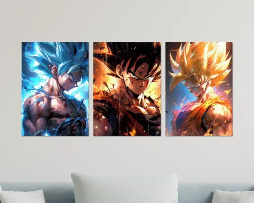 Kit 3 Placas Decorativas Quadro Dragon Ball Goku