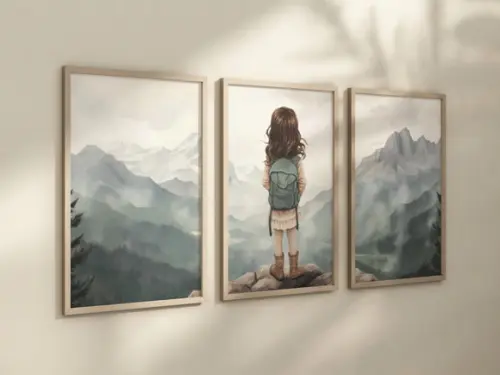 Kit 3 Quadros Decorativo Menina Aventureiro Berçário