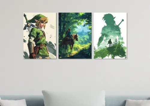 Kit 3 Placas Decorativas Quadro Zelda Link Gamer c
