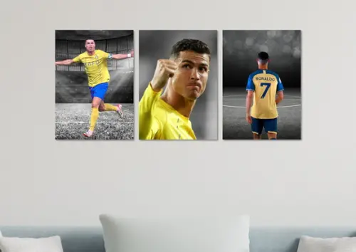 Kit 3 Placas Decorativas Quadro Cristiano Ronaldo Cr7
