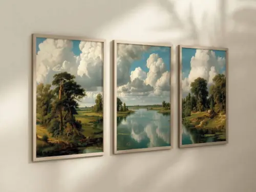 Kit 3 Quadros Decorativo c/ Moldura Paisagem Natureza A4