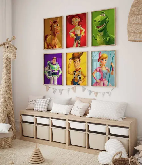 Kit 6 Quadros Decorativo Moldura Toy Story Filme Premium A3