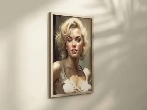Quadro Decorativo com Moldura Marilyn Monroe Pintura A4