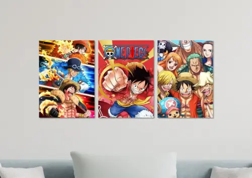 Kit 3 Placas Decorativas Quadro One Piece Anime Decorar