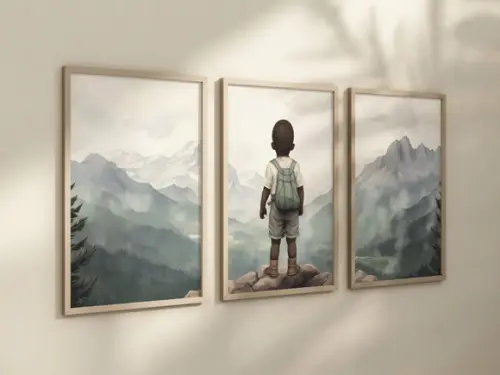 Kit 3 Quadros Decorativo Menino Aventureiro Berçário B