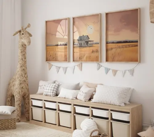 Kit 3 Quadros Decorativo Casa Rural Arte A3