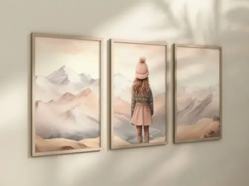 Kit 3 Quadros Decorativo Menina Aventureiro Berçário B