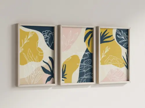 Kit 3 Quadros Decorativo Moldura Boho Sala Quarto