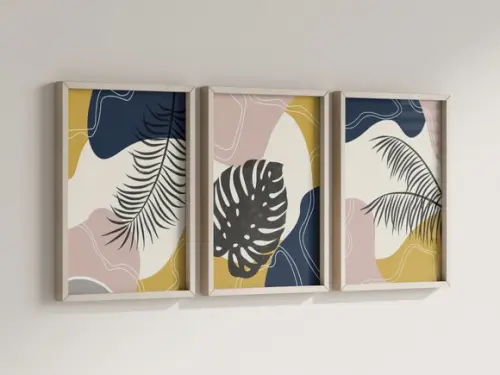 Kit 3 Quadros Decorativo Moldura Boho Sala Quarto B