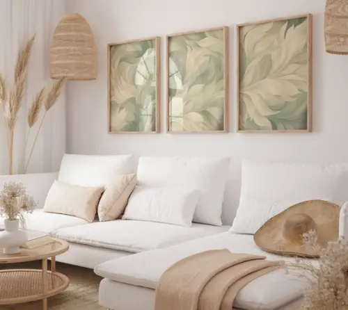 Kit 3 Quadros Decorativo Moldura Boho Botânic Sala Quarto A3