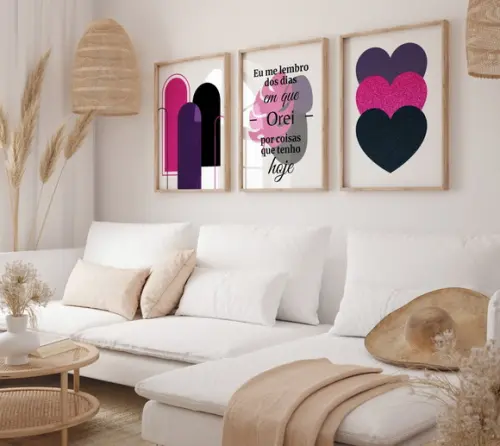 Kit 3 Quadros Decorativo Moldura Orei Decoração A3