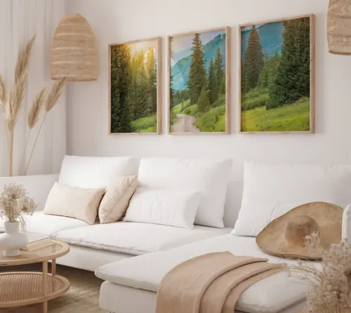 Kit 3 Quadros Decorativo Moldura Paisagens Lindas A3 c