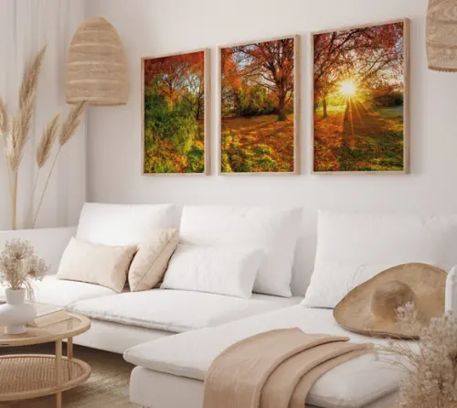 Kit 3 Quadros Decorativo Moldura Paisagens Lindas A3 B