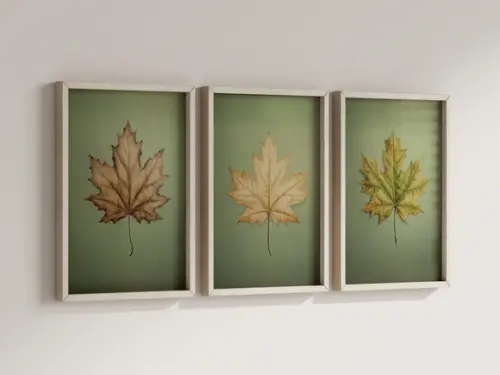 Kit 3 Quadros Decorativo Moldura Flores Folhas Decorar B