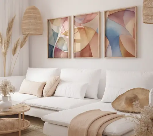 Kit 3 Quadros Decorativo Moldura Boho Sala Quarto A3