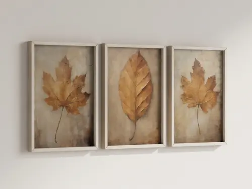 Kit 3 Quadros Decorativo Moldura Flores Folhas Decorar