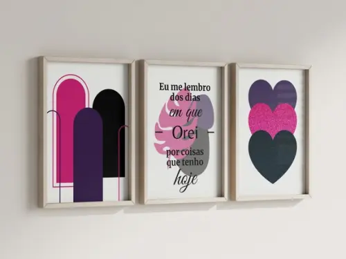 Kit 3 Quadros Decorativo Moldura Orei Decoração