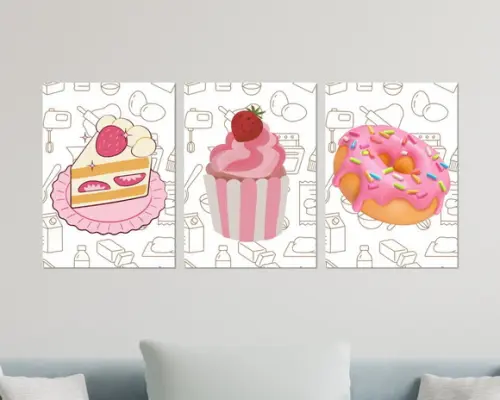 Kit 3 Placas Decorativas Quadro Bolo Confeitaria Decoração