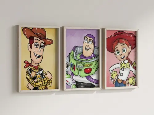 Kit 3 Quadros Decorativo Moldura Toy Story Filme Decorar