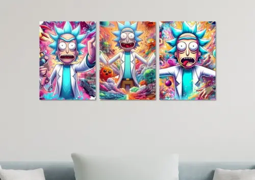 Kit 3 Placas Decorativas Quadro Rick e Morty Decoração