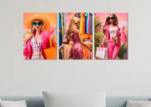 Kit 3 Placas Decorativas Quadro Boneca Fashion B