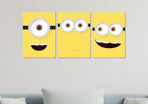 Kit 3 Placas Decorativas Quadro Minions Filme Personagens c