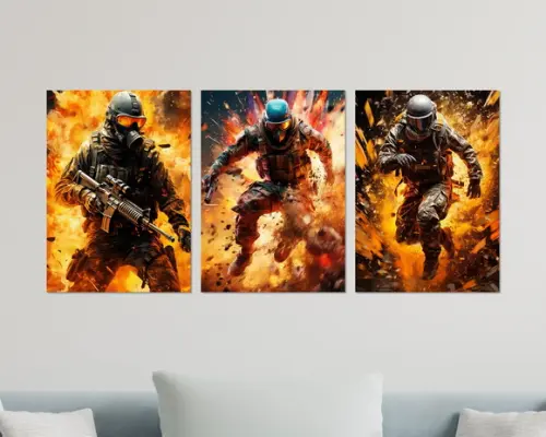 Kit 3 Placas Decorativas Quadro Call Of Duty Explosão