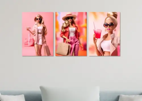 Kit 3 Placas Decorativas Quadro Boneca Fashion