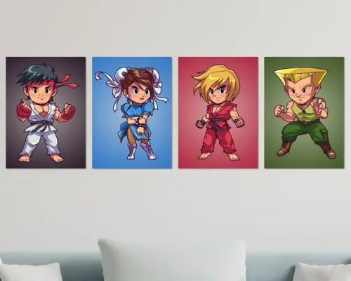 Kit 4 Placas Decorativas Quadro Street Fighter