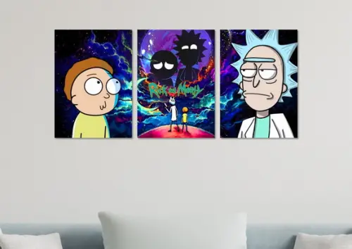 Kit 3 Placas Quadros Decorativos Rick And Morty Decoração
