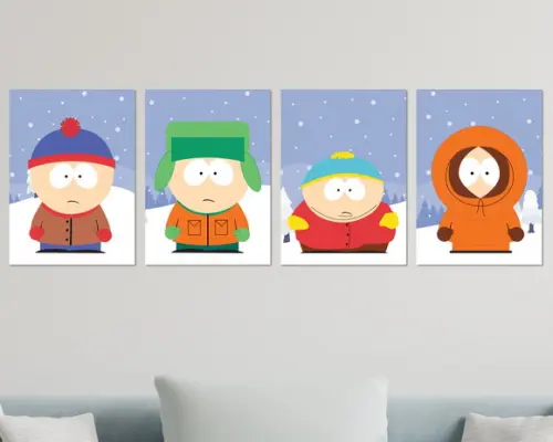 Kit 4 Placas Quadros Decorativos South Park