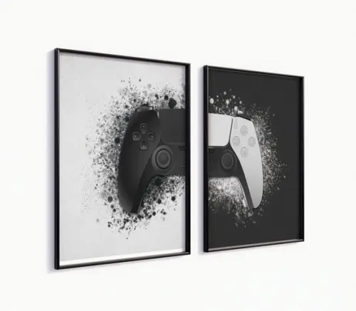 Kit 2 Quadros Decorativos Moldura Playstation Decoração