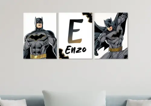 Kit 3 Placas Quadros Decorativos Batman Personalizado