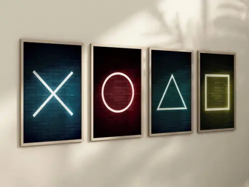 Kit 4 Quadros Decorativos Moldura Playstation Decoração B