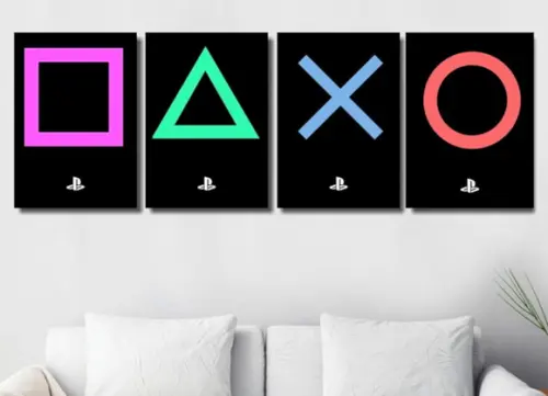 Kit 4 Placas Decorativas Quadro Playstation Decoração