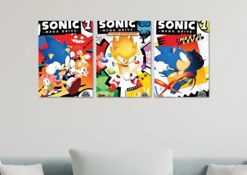 Kit 3 Placas Quadros Decorativos Sonic Mega Drive Genesis