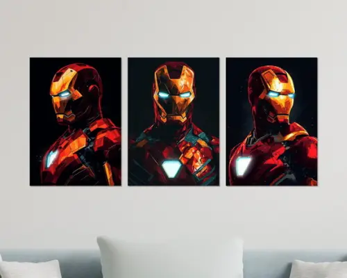 Kit 3 Placas Quadros Decorativos Homem de Ferro Herói