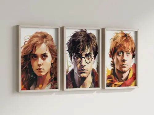 Kit 3 Quadros Decorativos Moldura Harry Potter