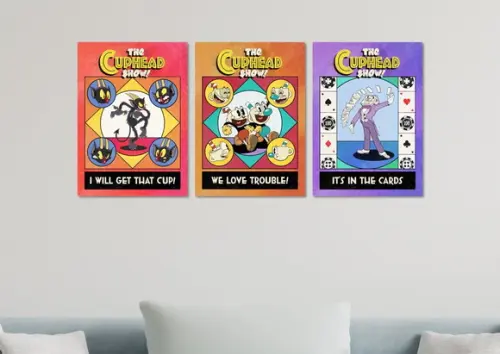 Kit 3 Placas Quadros Decorativos Cuphead Gamer Decorar
