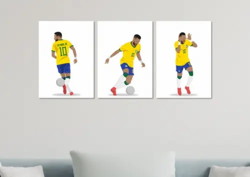 Kit 3 Placas Decorativas Neymar Minimalista Comemoração