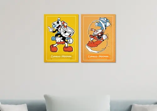 Kit 2 Placas Quadros Decorativos Cuphead Game Decorar