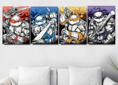 Kit 4 Placas Decorativas Quadro Tartaruga Ninjas Decorar A4