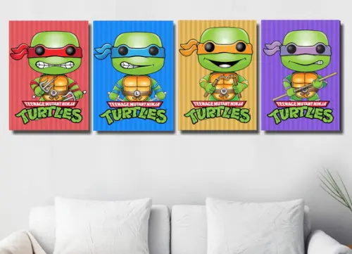 Kit 4 Placas Decorativas Quadro Tartaruga Ninjas Arte Pop