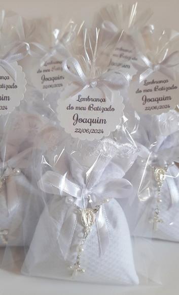 Lembrança Batizado Comunhão Sachê Perfumado com Mini Terço