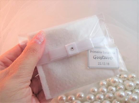 Lembrança Primeira Eucaristia Envelope Feltro com Mini Terço