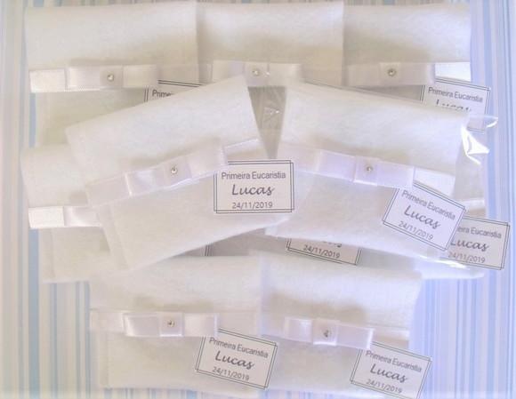 Lembrança Primeira Eucaristia Envelope Feltro com Mini Terço